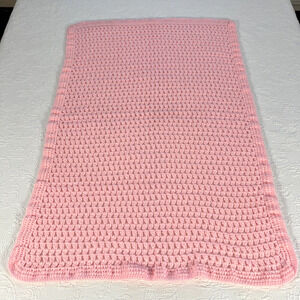 Handmade Crochet Afghan Throw Blanket Pink 33"x48"